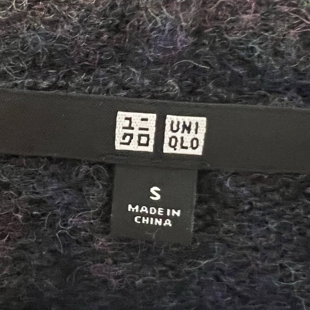 Uniqlo Women’s Long Cardigan 100% Wool Sweater Hooded Small Gray Pockets Button - Picture 6 of 12